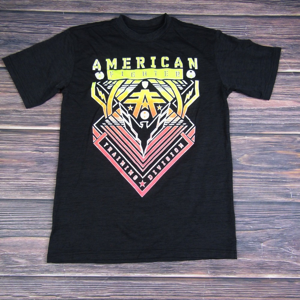 American Fighter Mens Medium Training T Shirt UFC MMA Gym Workout Black Pink